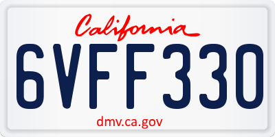 CA license plate 6VFF330
