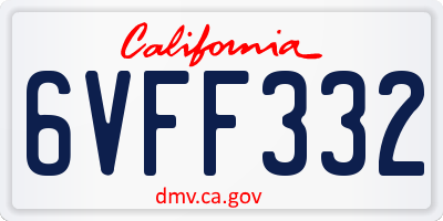CA license plate 6VFF332
