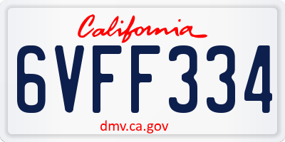 CA license plate 6VFF334