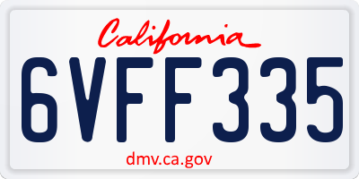 CA license plate 6VFF335