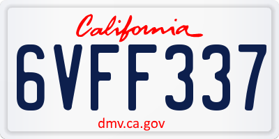 CA license plate 6VFF337