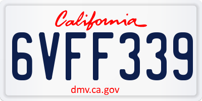CA license plate 6VFF339