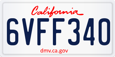 CA license plate 6VFF340