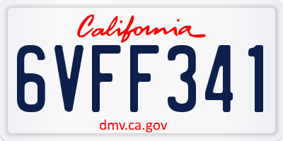 CA license plate 6VFF341