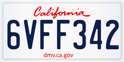 CA license plate 6VFF342
