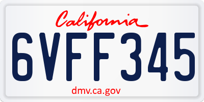CA license plate 6VFF345