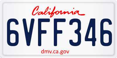 CA license plate 6VFF346