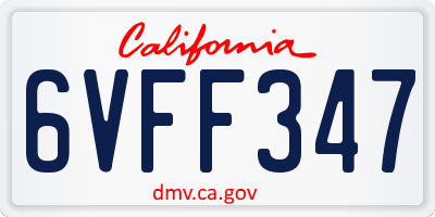 CA license plate 6VFF347