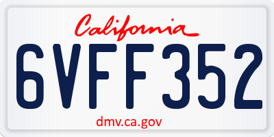 CA license plate 6VFF352