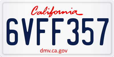 CA license plate 6VFF357