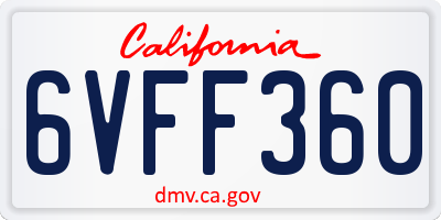 CA license plate 6VFF360