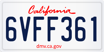 CA license plate 6VFF361