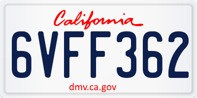 CA license plate 6VFF362
