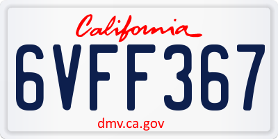 CA license plate 6VFF367