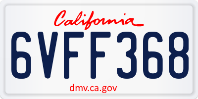 CA license plate 6VFF368