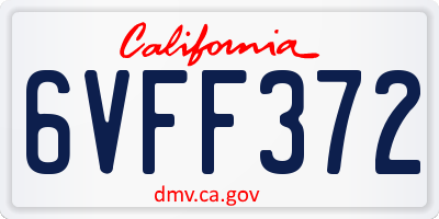 CA license plate 6VFF372