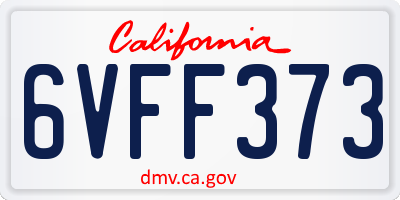 CA license plate 6VFF373