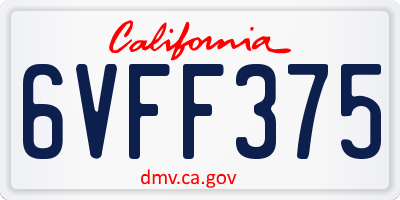 CA license plate 6VFF375