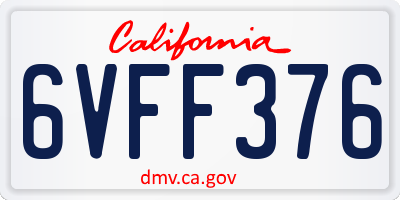 CA license plate 6VFF376