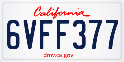 CA license plate 6VFF377