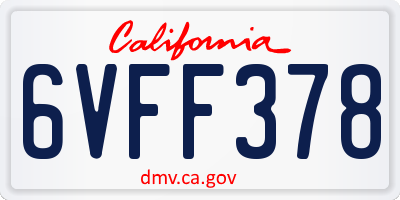 CA license plate 6VFF378