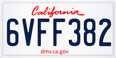 CA license plate 6VFF382