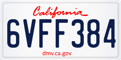 CA license plate 6VFF384