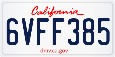 CA license plate 6VFF385