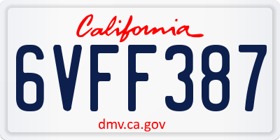 CA license plate 6VFF387