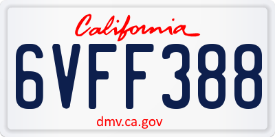 CA license plate 6VFF388