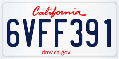 CA license plate 6VFF391