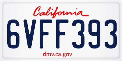 CA license plate 6VFF393