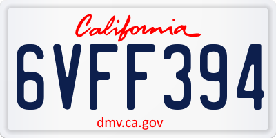 CA license plate 6VFF394