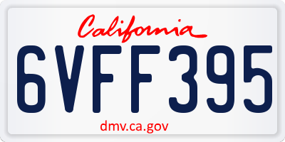 CA license plate 6VFF395