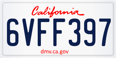 CA license plate 6VFF397