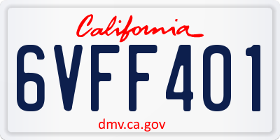 CA license plate 6VFF401