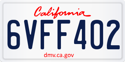 CA license plate 6VFF402