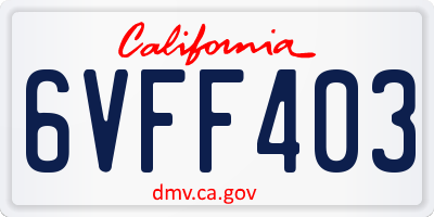 CA license plate 6VFF403