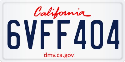 CA license plate 6VFF404