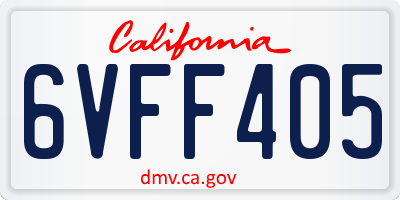 CA license plate 6VFF405