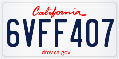 CA license plate 6VFF407