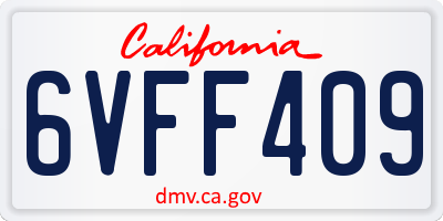 CA license plate 6VFF409
