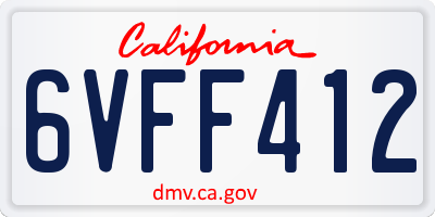 CA license plate 6VFF412