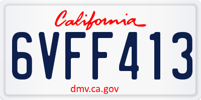 CA license plate 6VFF413