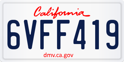 CA license plate 6VFF419