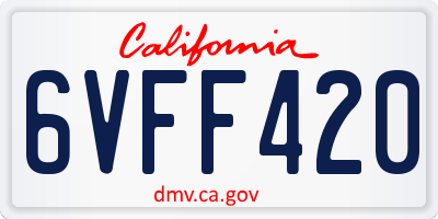 CA license plate 6VFF420