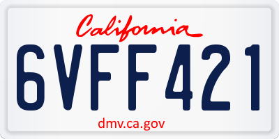 CA license plate 6VFF421