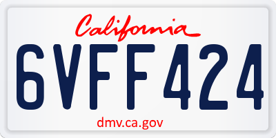 CA license plate 6VFF424