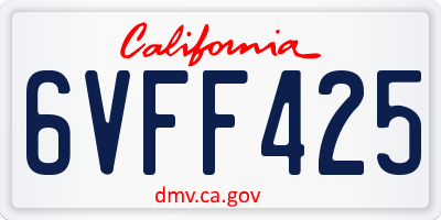 CA license plate 6VFF425