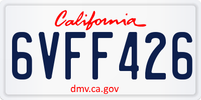 CA license plate 6VFF426